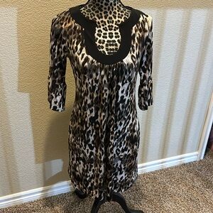Enfocus Studio Women’s dress/long top, leopard print 3/4 sleeve, size 10